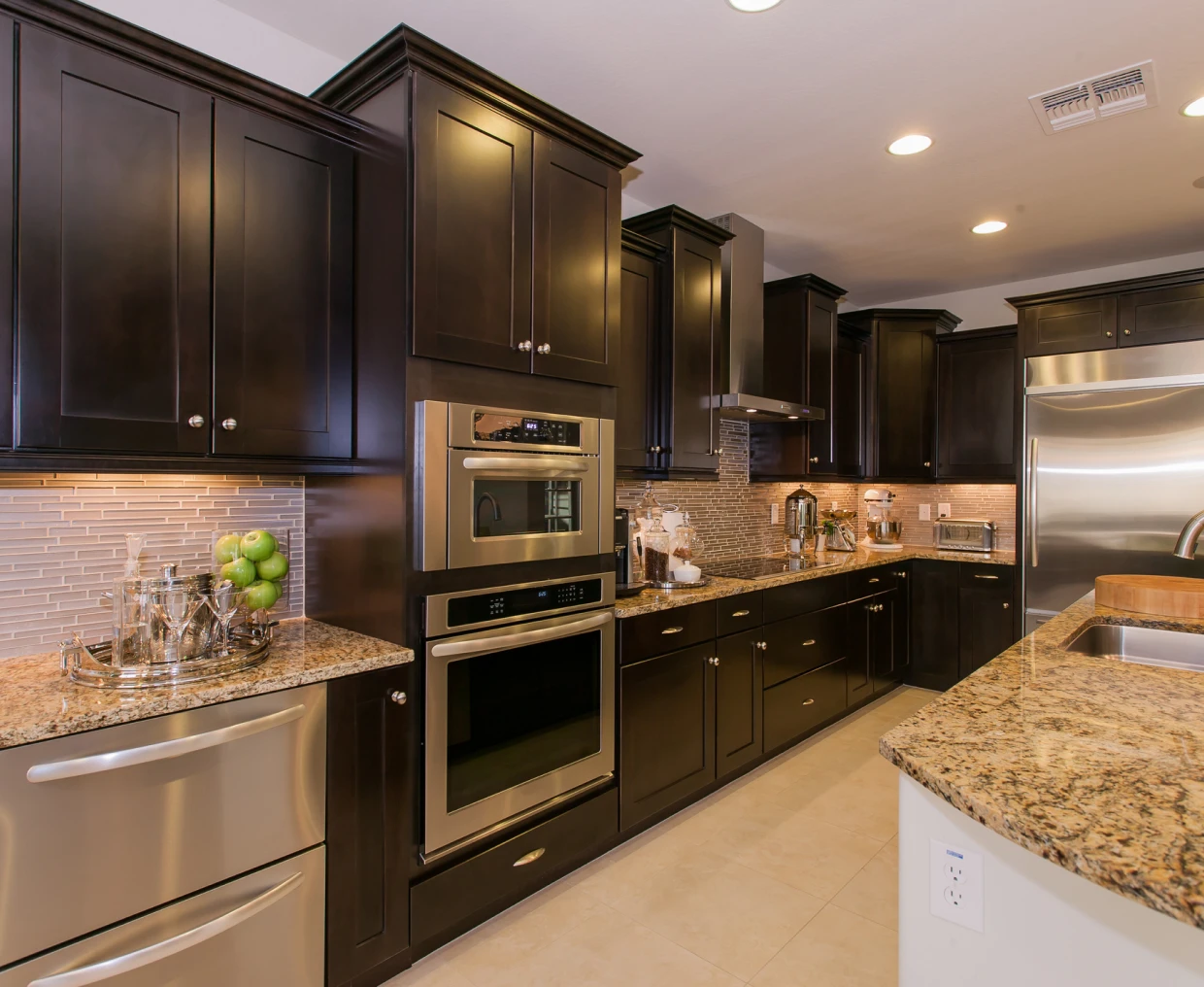 Stainless steel appliances in kitchen