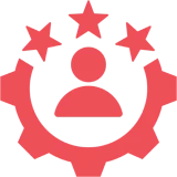Person inside gear with stars illustration