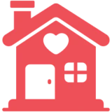 Simple red house symbol